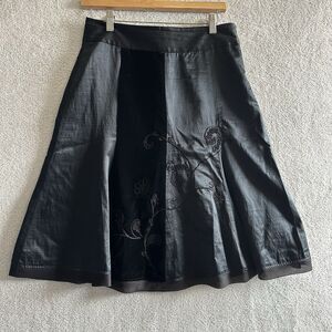 Intuitions Silk Velvet Embroidered Skirt Size 4 Fairygoth Boho Steampunk Witchy